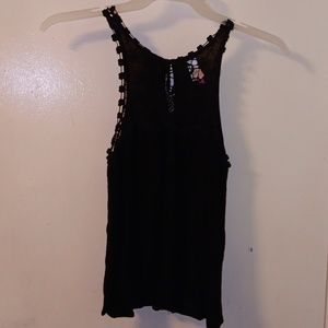 Black boho style tang top